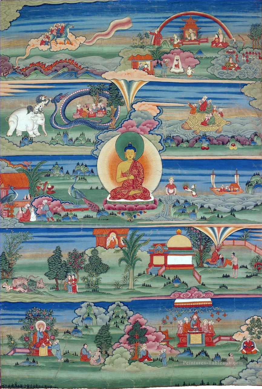 Thangka Jataka Tales par le bouddhisme bhoutanais Peintures à l'huile